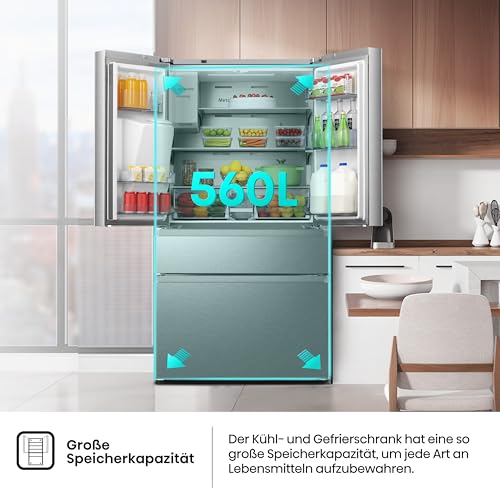 Hisense RF728N4SASE French Door Kühl-Gefrier-Kombination Premium Inox-Look – Bild 10