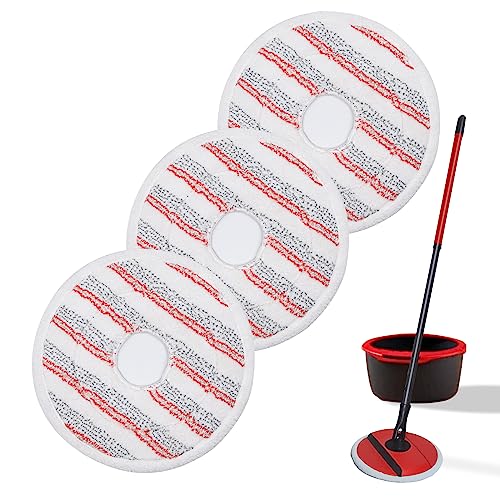 GFRED 3 almohadillas de repuesto compatibles con mopa Vileda Spin and Clean y repuestos de cabezal de fregona de microfibra para limpiar suelos (rojo)