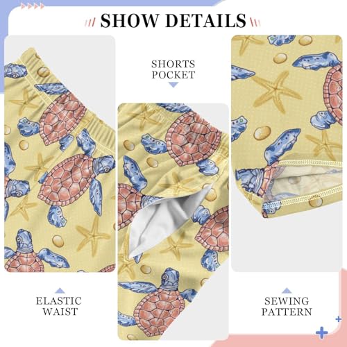 Sea Turtle Starfish Boys Long Pants Soft Trousers Elastic Waist Kids Lounge Bottoms with Pockets S-XL4