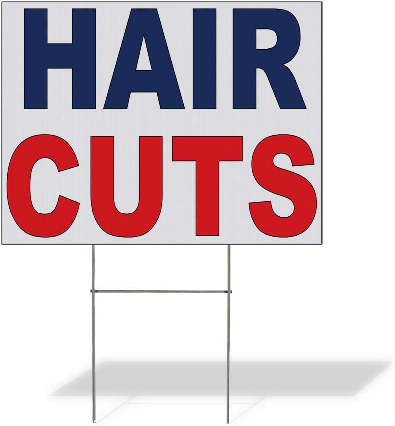 Fastasticdeals Weatherproof Yard Sign Hair Cuts Blue Red Lawn Garden Salon & Spa 24x18 Inches 1 Side Print