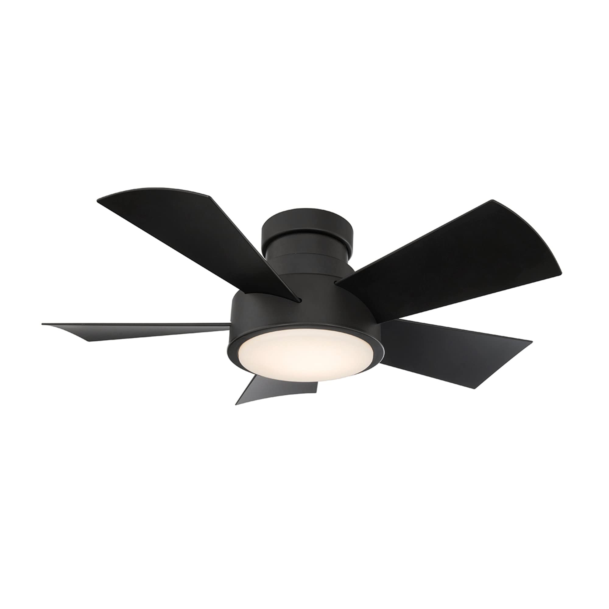 Modern Forms Vox 38 in Smart Indoor and Outdoor Smart Flush Mount Ceiling Fan in Matte Black with Remote Control 3000K