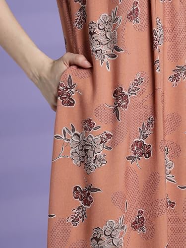 Image of 9shines Label Premium Alpine Maxi Designer Nighty | Floral Print Maxi for Women | Night wear for Women | | Full Length Night Gown for Women | Night Dress for Women Stylish (2467)