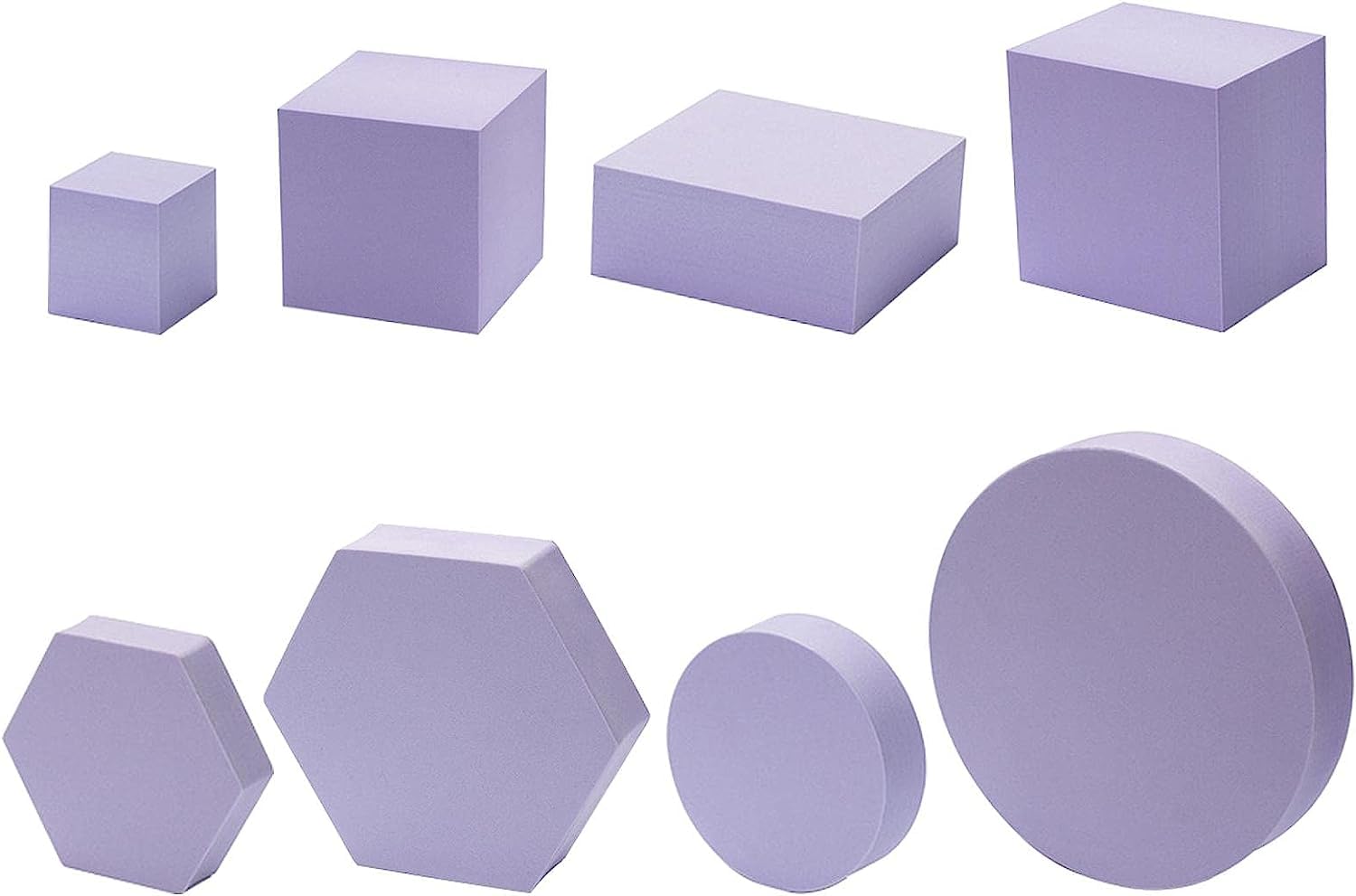Huangguiyuanv Purple 8Pcs Geometric Cube Photo Props Set, Foam Jewelry Display Stand Backdrop, For Product Display, Cosmetics, Perfumein And Trinkets Showing (Purple)