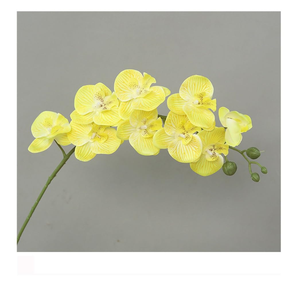 SPHINX Artificial Orchid Stick with 9 Flower Heads–69 cm Phalaenopsis Faux Flower for Home Decor, Table Centerpiece, Wedding, Hamper, Trousseau, Gift Inserts, Realistic Floral Decoration- (3, Butter Yellow)