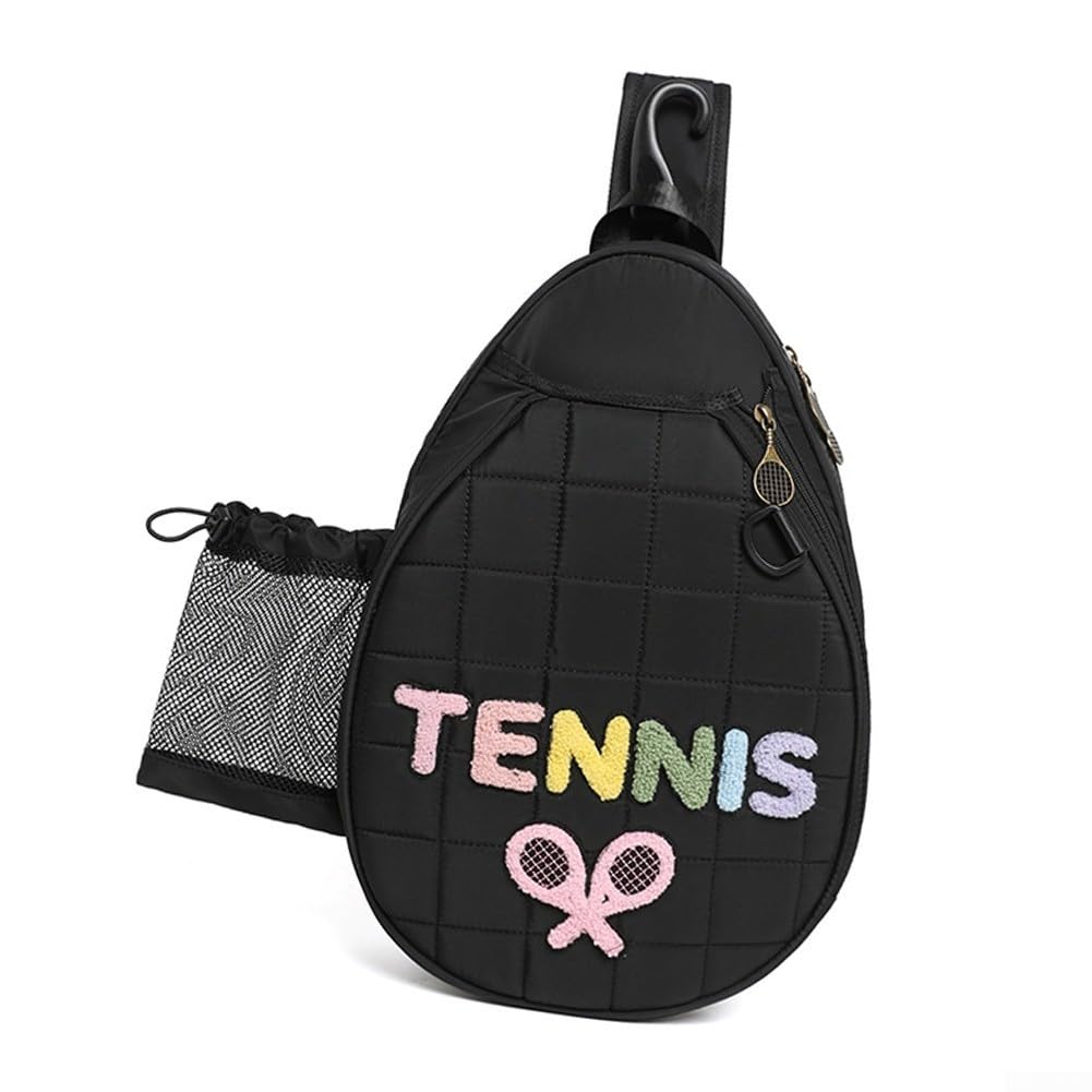 Zaino sportivo versatile per pickleball, tennis, badminton, borsa compatta in poliestere con tasca frontale con cerniera e imbottitura