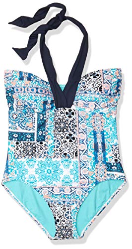 Seafolly Women's D-Cup Halter One Piece Swimsuit, Silk Market Bahama, 8 US