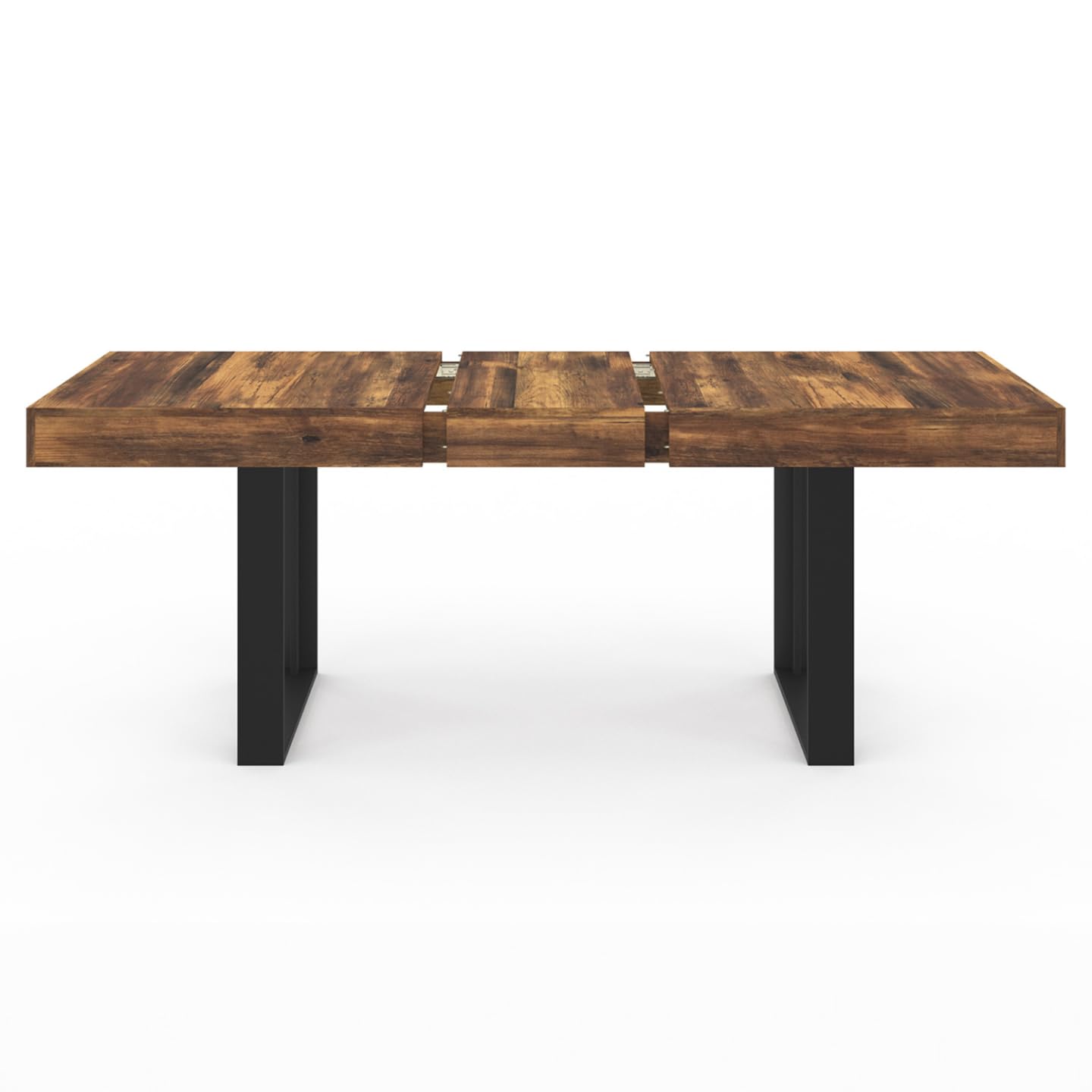 IDMarket - Mesa de comedor extensible rectangular Phoenix Bandeja Hawkins 4-8 personas, madera oscura, 160-200 cm