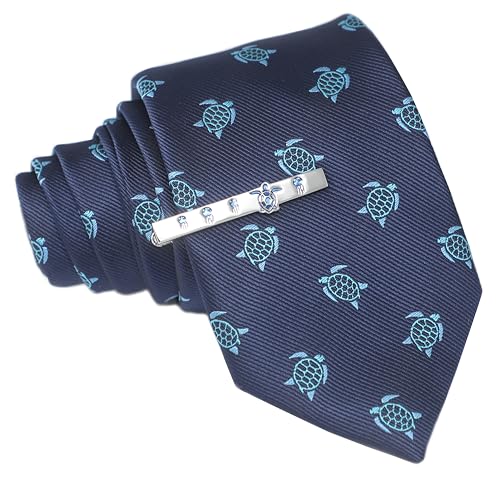 MENDEPOT Men Necktie Matching Tie Bar Set Fancy Animal Sports Tie And Clip Gift Set In Box (Sea Turtle)