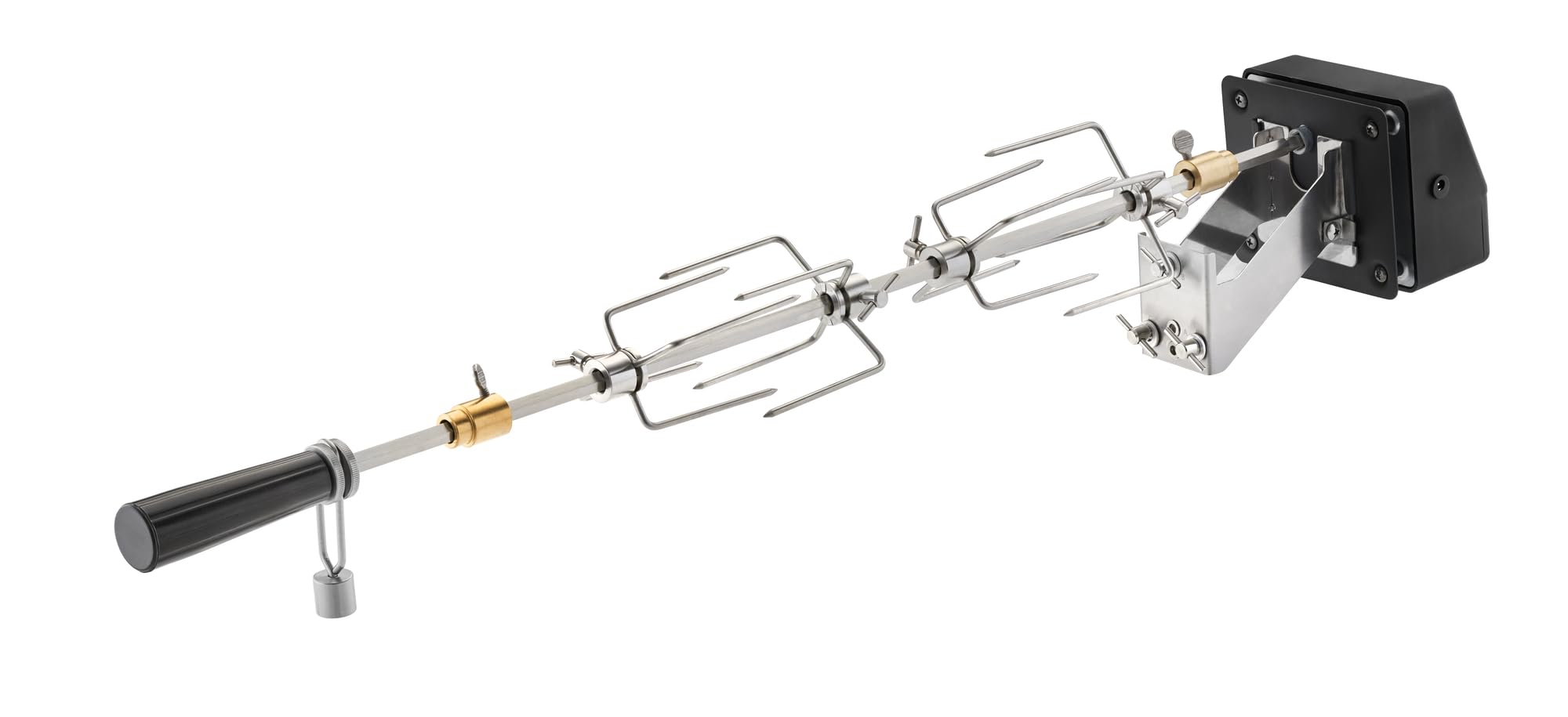 RÖSLE Premium-Drehspieß für BBQ-Stationen VIDERO G2/G3, MAGNUM G3 | Hochwertige Rotisserie, Traglast 10 kg, auch für Kugelgrill No.1 F60 mit Gourmetring geeignet, Edelstahl, silbern/schwarz