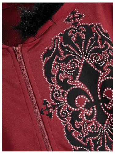 SOLY HUX Women's Zip Up Hoodie Streetwear Graphic Hoodies Y2K Jacket with Fur Collar 90s Outfits Gothic Scene Clothes3