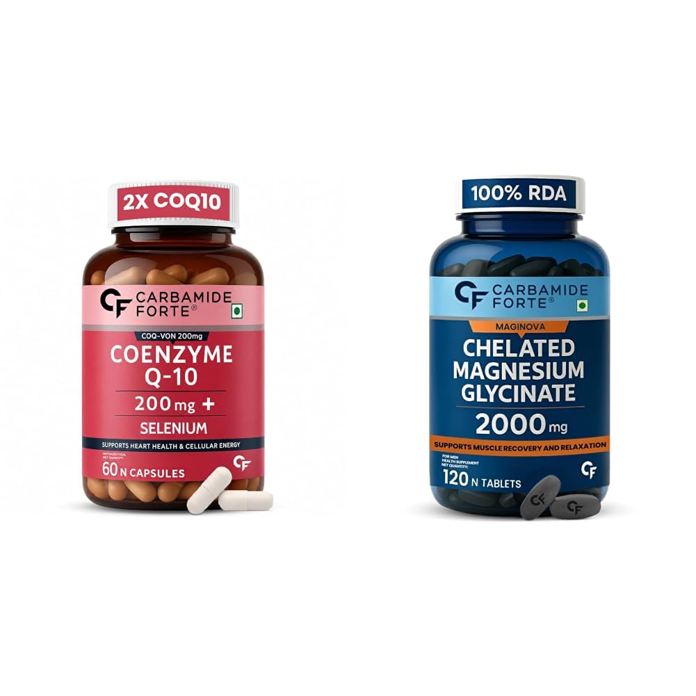 Carbamide Forte Coenzyme Q10 (CoQ10) 200mg with Selenium 40mcg | Supports Heart Health and Vascular Health | 100% Vegetarian – 60 Capsules & Chelated Magnesium Glycinate Supplement 2000mg Per Serving-image-25