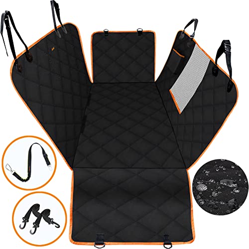 iBuddy Dog Car Seat Cover for Back Seat of Cars Trucks SUV, Waterproof Dog Car Hammock with Mesh Window, Dog Seat Belt, Durable Anti-Scratch Nonslip Machine Washable Pet Car Seat Cover
