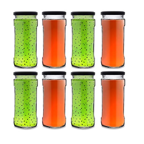 Image of Croco Glass Crystal Clear L Lid Glass Jars and Container For Pickle, Kitchen Spice Dried Herbs Jars Set (395 Ml) (Pack of 8)
