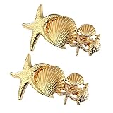 2 Pack Metal Starfish Shell Hair Clips French Clips Hair Barrettes Hair Pins Hair Slide Stylish for