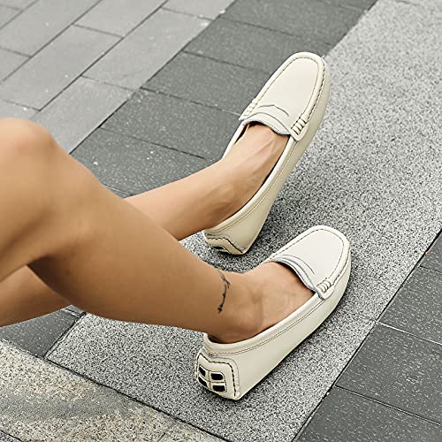 Artisure Women's Classic Handsewn Beige Genuine Leather Penny Loafers Driving Moccasins Casual Boat Shoes Slip On Fashion Office Comfort Flats 9 M Us Sks-1221Mi090-1 #TOP6
