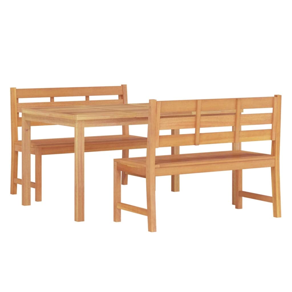 Juego de muebles de jardín de madera de teca maciza con propiedades repelentes al agua y tablero de mesa estable, juego de muebles de jardín para exteriores