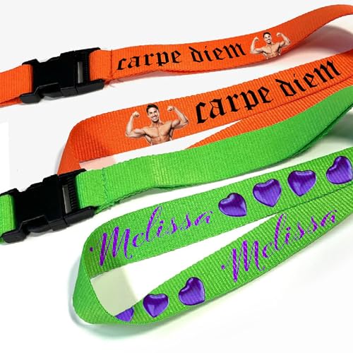 Kiwistar UG - Schlüsselband 25 mm - schwarz - bedruckt mit Ihrem eigenen Schriftzug und Foto - individuell personalisiert - Lanyards Geschenkartikel Wunschtext