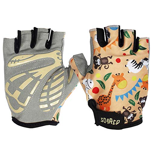 EU World Guantes de Ciclismo Medio Dedo para Niños y Niñas, Guantes de Bicicleta Amarillo Cortos Deportivos para Patinaje, Bicicleta de Montaña Carretera, Alpinismo