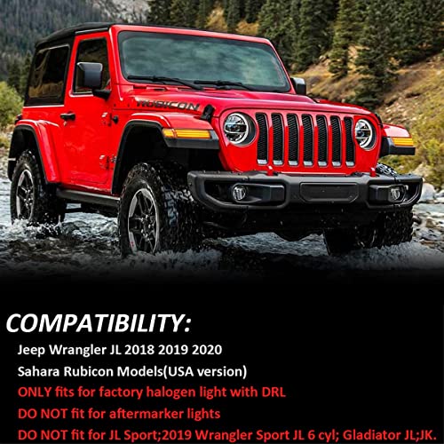 Bestview Led Fender Side Marker Turn Signal Lights Kits For Jeep Wrangler Jl 2018-2020 Sequential Amber Turn Signals&White Drl, Smoked Len 4Pcs #TOP6