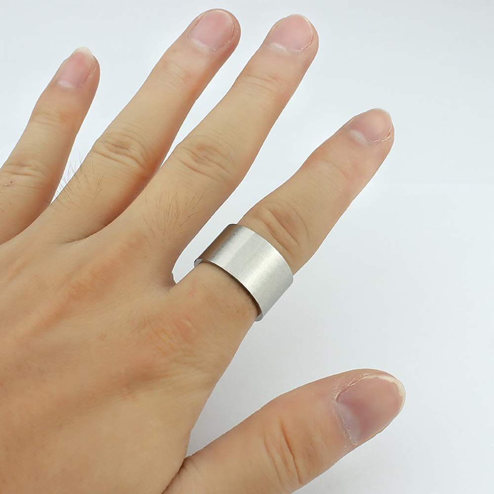 ZENSE - Anello di fidanzamento o fede da uomo in acciaio inossidabile opaco e argento ZR0103