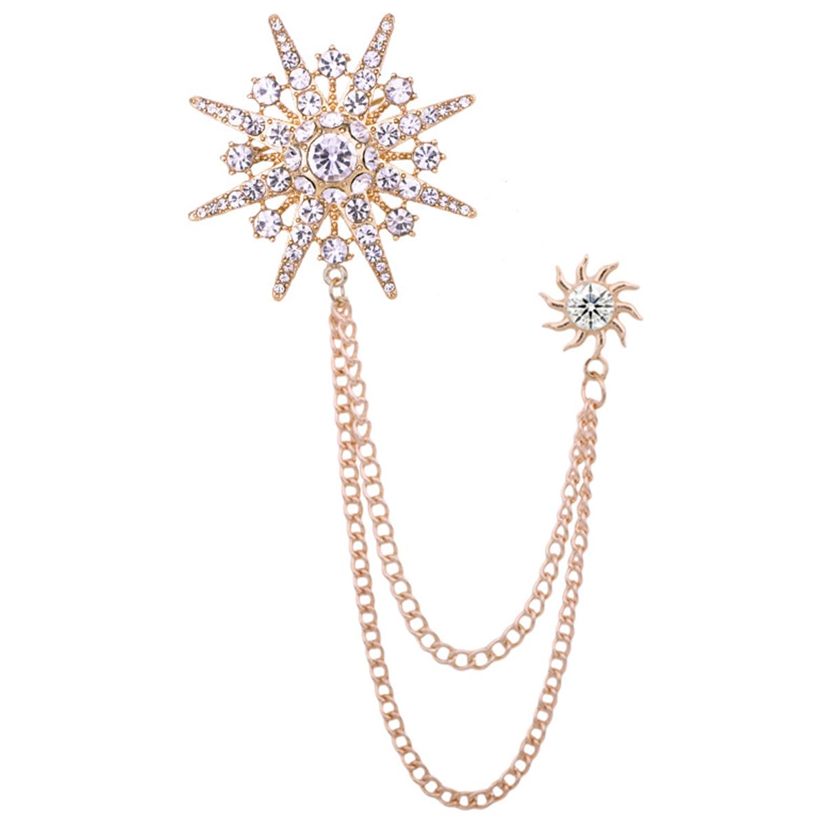 JBRO30 Copper Zircon Brooch | Large Small Sun Motif Design | Wedding Dresses, Saree Pins for Women | Brooch for Men for Blazer, Suits and Kurta | Pack of 1 Brooch Pin for Women (JBRO30-GOLD) (B0CT93GT2G) Amazon Price History, Amazon Price Tracker