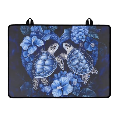 Image of Poceacles Stove Top Cover Protector Glass Stove Guard Anti-slip Scratch Resistant Cooktop Protector Range Cover Extra Counter Space, 29'' x 21'', Sea Turtle Flower Blue