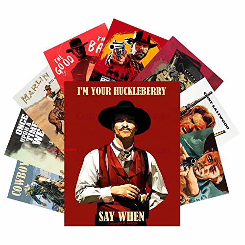 Vintage Western Cowboy Movie Poster Set Retro Cowboy Code Poster Art Prints para el hogar, sala de estar, dormitorio, hombre, cueva, garaje, decoración de pared, 9 piezas de 8 x 10 pulgadas sin marco Cover
