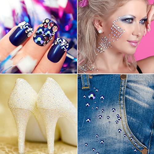 Image of Jollin Crystal Flatback Rhinestones Gems for Crafts 1.4mm SS3, Jet AB | Glue Fix, 2880pcs Glass Rhinestones for Bedazzling, Clothes, Tumblers, Nail Art, Shoes, Bags, Caps & Accessories Decoration