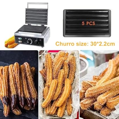 ZOLPINL Kommerzielle Churros-Maschine, 11,8 Zoll, 5-teiliger spanischer Churro-Maker mit Temperaturregelung, 1550 W elektrisches antihaftbeschichtetes Waffeleisen für Desserts und Snacks i – Bild 4