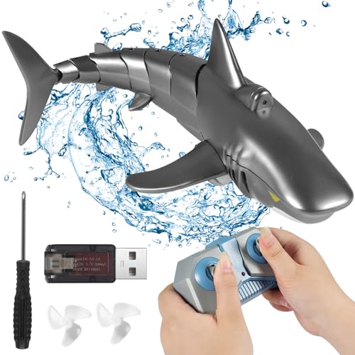 Ferngesteuertes Hai-Boot - 2.4 GHz RC Simulation Elektrisches Wasserspielzeug für Pool, Kinder, Jungen und Mädchen
