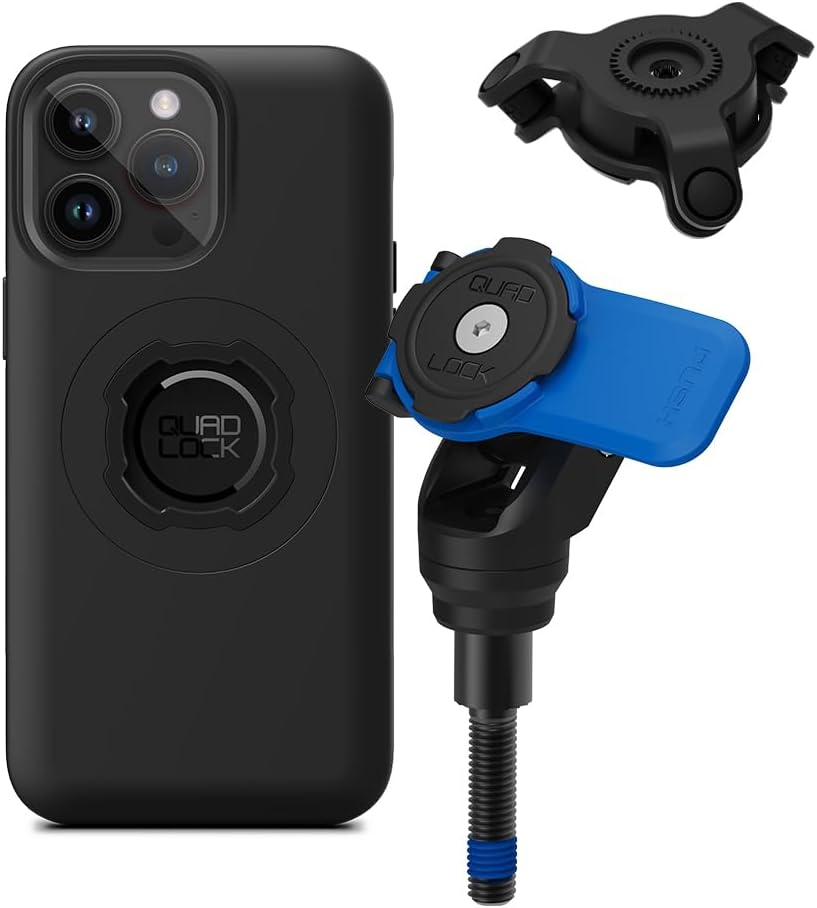 Quad Lock Handlebar Clamp Motorcycle Phone Mount with Vibration Dampener and MAG Phone Case for iPhone 14 Pro Max