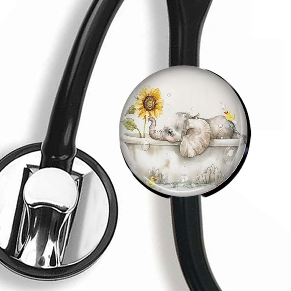 Cute Elephant StethoscopeTag Personalized,Nurse Doctor StethoscopeID Tag Customized, Medical StethoscopeName Tag,Ideal for Anyone That uses a Stethoscope, Nursing Students,etc.