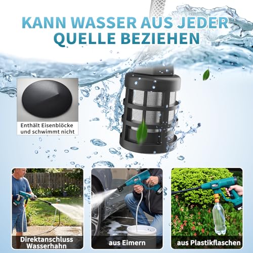Akku-Druckreinigerpistole für Makita-18V-Akkus, Akku-Druckreiniger für Mobile Reinigung und Bewässerung (ohne Ladegerät und Akkus) 6