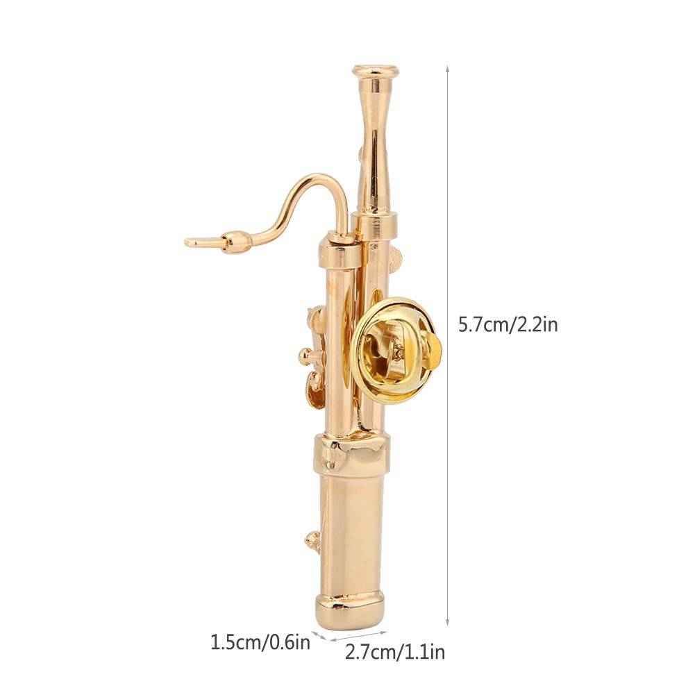 Gonetre Instrument Basson Basson Instrument Broche Mini Instrument Broche Plaqué Or Cuivre Basson Instrument de Musique Basson Broche avec Boîte