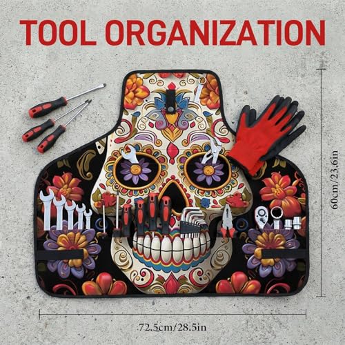 Delantal de trabajo con 8 bolsillos y diseño Sugar Skulls miniatura 2