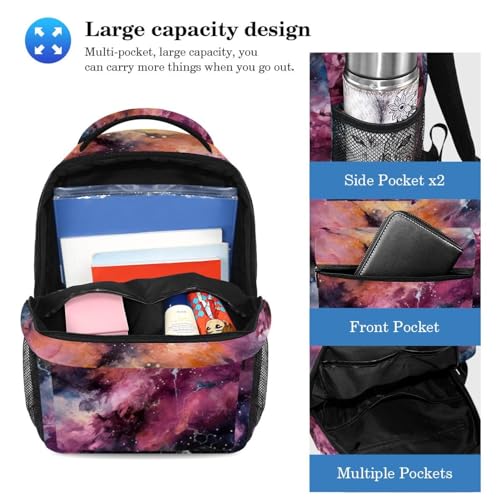 Ensemble de 2 cartables galaxie rose pour la rentrée des classes et les sorties des étudiants - 3