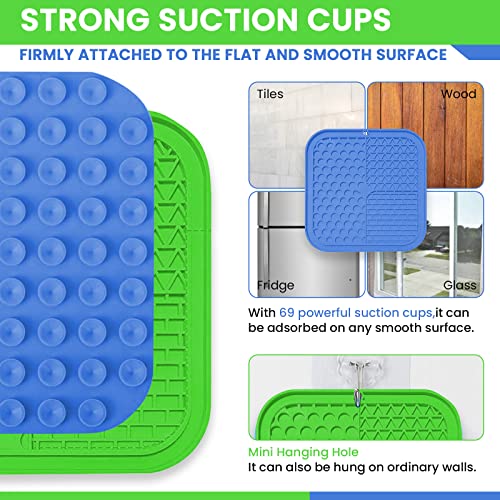2 Pack Licking Mat Green-Blue Plus Orange Spatula For Dogs And Cats - Silicone Dog Lick Mat Treat & Pet Food Mat, Lick Mats With Suction Cups For Dog Anxiety Relief, Grooming & Boredom Buster #TOP6