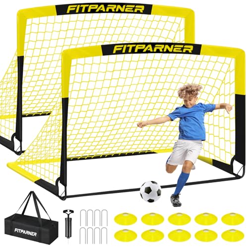 Kids Soccer Goals for Backyard Set - 2 Pack of Portable Pop Up Soccer Nets with Ball,Cones,Complete Training Equipment Kit for Toddler,Youth,Kids Age 3-14,Outdoor Sports Game