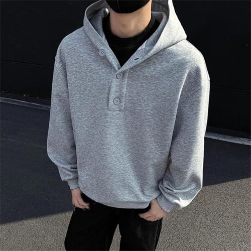 Men's Hooded Sweatshirts Solid Color Casual Loose Pullover Top2