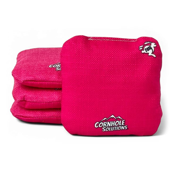 Cornhole Solutions Cornhole Bags Set of 4 – Regulation Pro Style 6x6 – Resin Filled + Tote Bag (Pink)