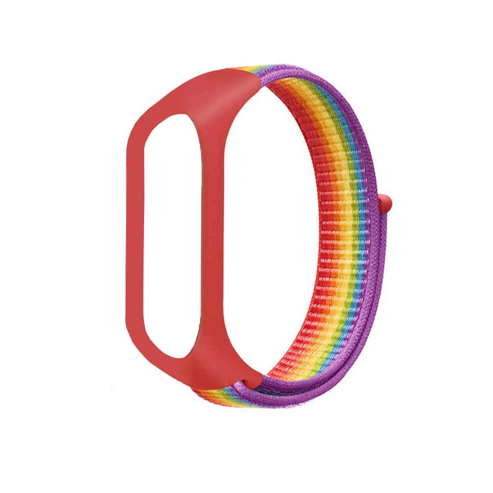 CellFAther® Nylon Wristband Strap Compatible for Mi Band 5/4/3 Adjustable Nylon Sport Wristband Synthetic Fabric Strap (Coloful)