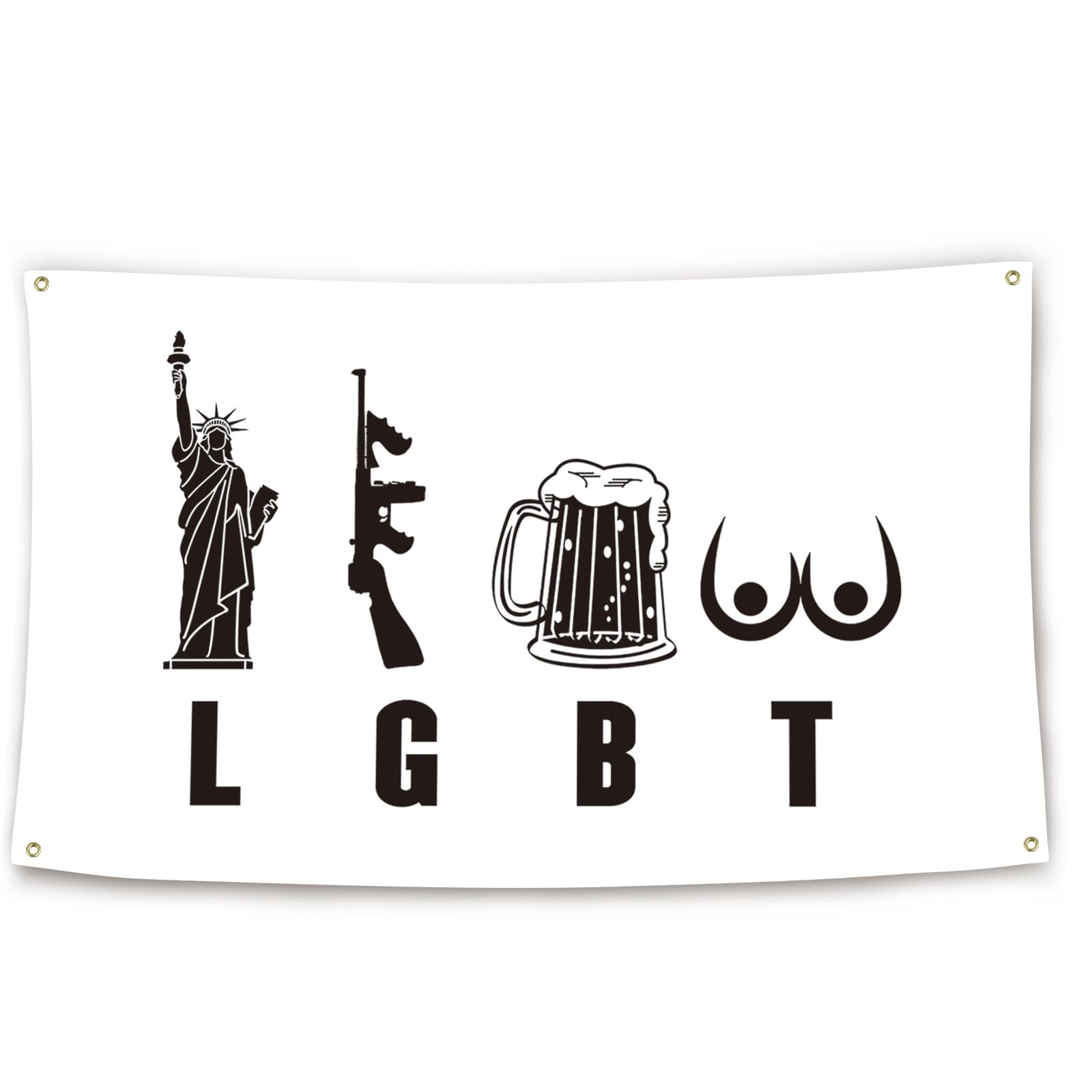 Liberty Gun Beer Funny LGBT Flag 3x5 Ft College Dorm Decor Teen Guys Girls Bedroom Living Room Dorm Home Indoor Wall Decorations