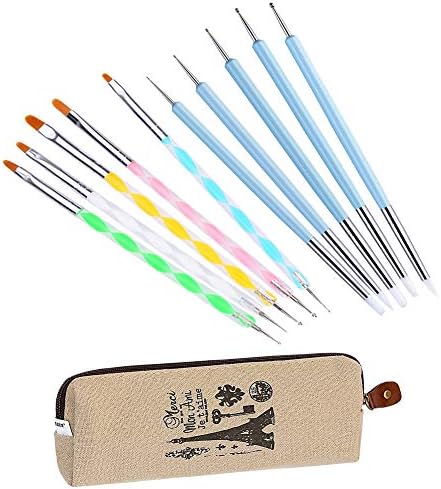 Ecjiuyi 10PCS Double-Ended Dotting Tool Painting Brushes Kit for Nail Art, Rock Painting, Embossing Pattern, Pottery Clay Craft with a Storage Case