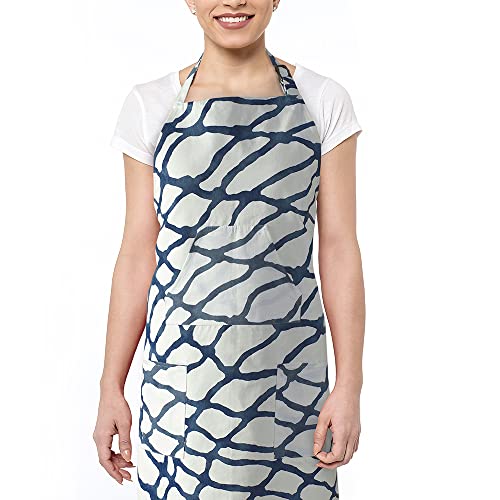 Image of HPD Half Price Drapes Aprons for Men Women with Large Pockets Adjustable Unisex PRTW-D50C-AP Ellis Printed Cotton, 27 X 34 Inch, Ellis Blue