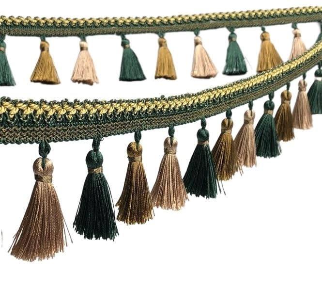 1 szt. wstążka z frędzlami - ozdobne akcesoria krawieckie do zasłon, sof i abażurów(Grün,12 yards)