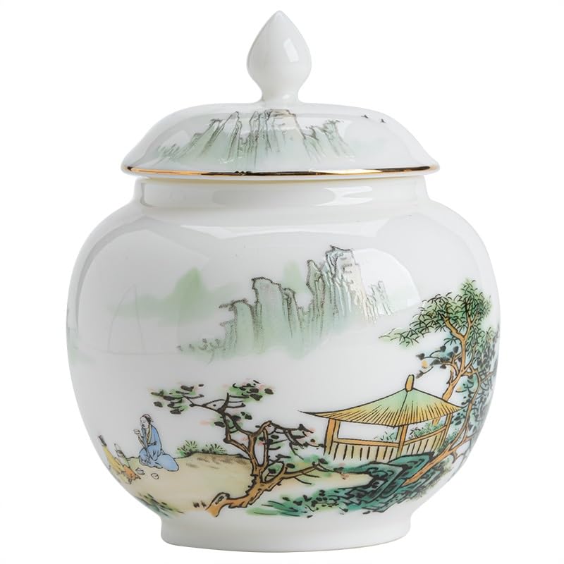 Juego De Té Lata de té de cerámica Retro, Lata sellada Blanca, Lata de Almacenamiento de té, Barril de té, Lata de té Pu'er Tarro para Guardar Té(A)