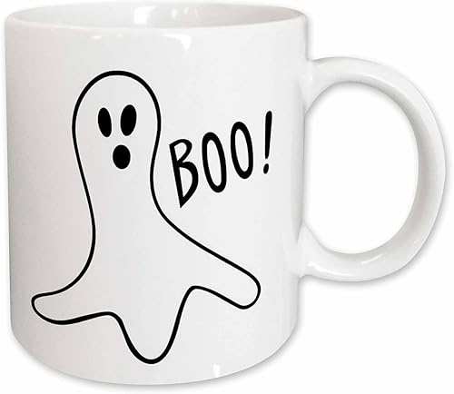 3dRose (mug_27865_2) Halloween Boo Ghost - Taza de cerámica, 15 onzas Blanco,Negro/Blanco,Azul/Blanco,Verde/Blanco,Red,Yellow