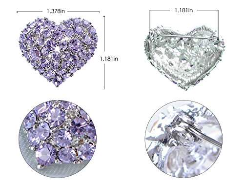 Alilang Crystal Rhinestone Valentine Heart Love Brooch Pin, Purple #TOP5