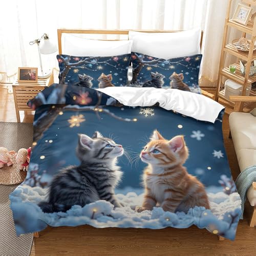 Housse de Couette Hérisson de Noël 200x200 Parure de Lit Microfibre