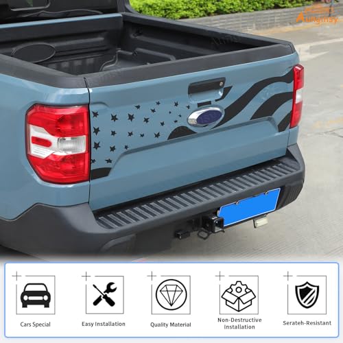 Image of Aunginsy Trunk Tailgate Panel Decal Sticker Wrap Compatible with Ford Maverick 2022-2024 Pickup Trunk Tailgate Door Panel Black Graphics Precut Vinyl Decal Decorative Sticker Protection Accessories